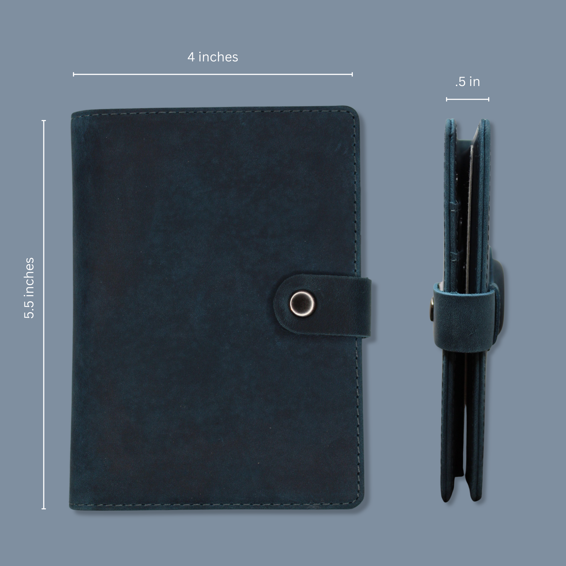 Genuine Leather AirTag Passport Holder and Wallet for Men and Women RFID Blocking for Secure Traveling and Documentation Organizer (Blue)