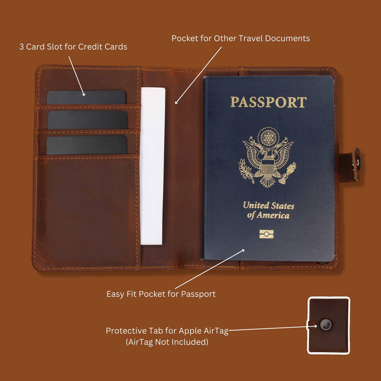 LumberJack Plaid Leather AirTag Passport Holder
