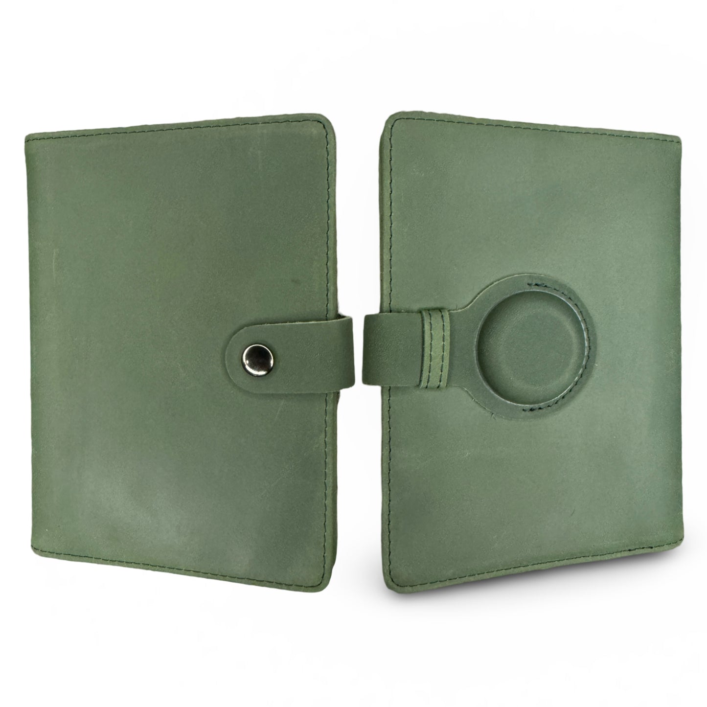 Genuine Leather AirTag Passport Holder (Green)