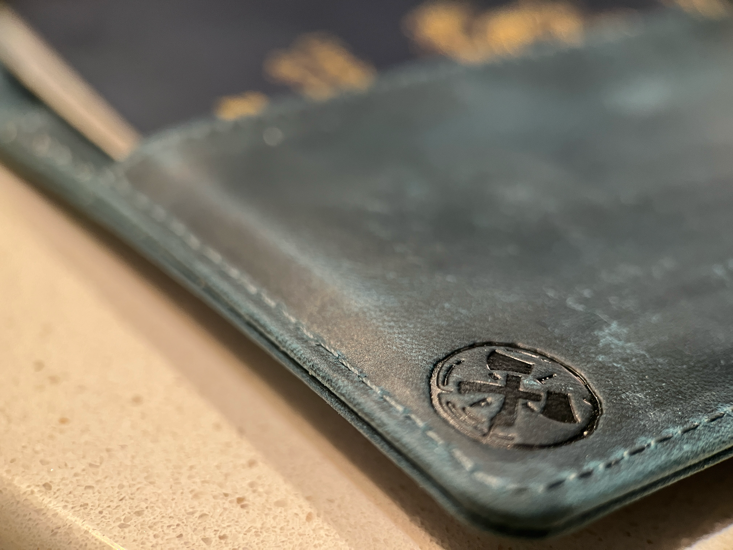 Genuine Leather AirTag Passport Holder (Blue)