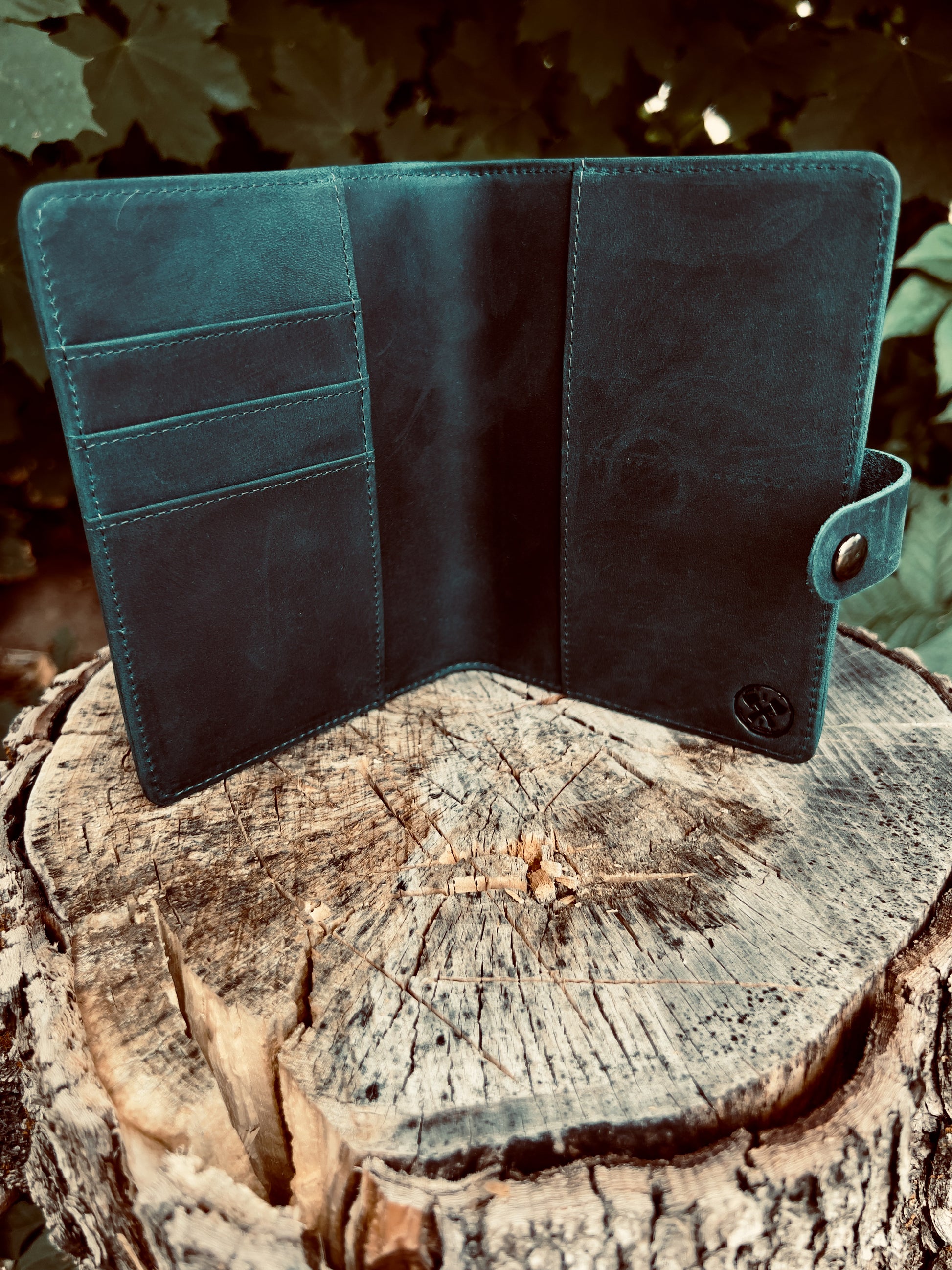 Genuine Leather AirTag Passport Holder and Wallet for Men and Women RFID Blocking for Secure Traveling and Documentation Organizer (Blue)