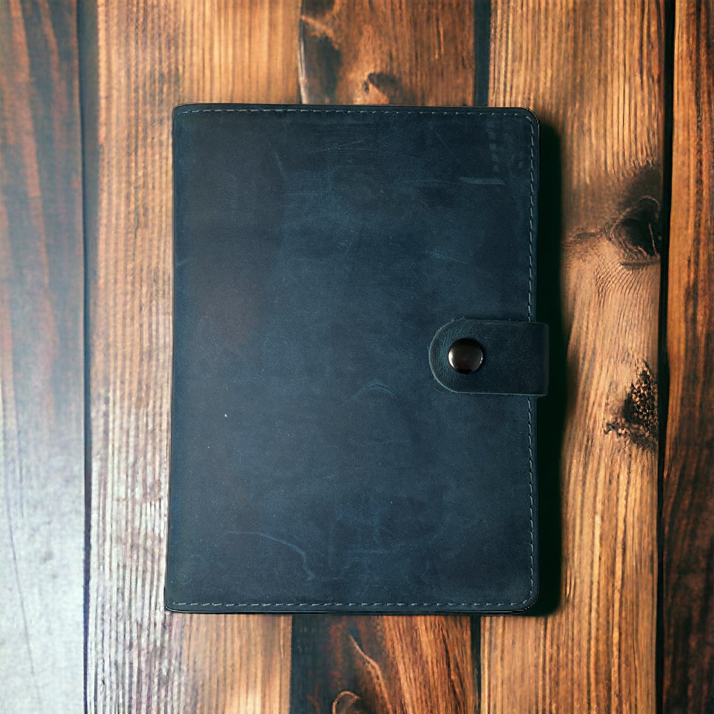Genuine Leather AirTag Passport Holder (Blue)