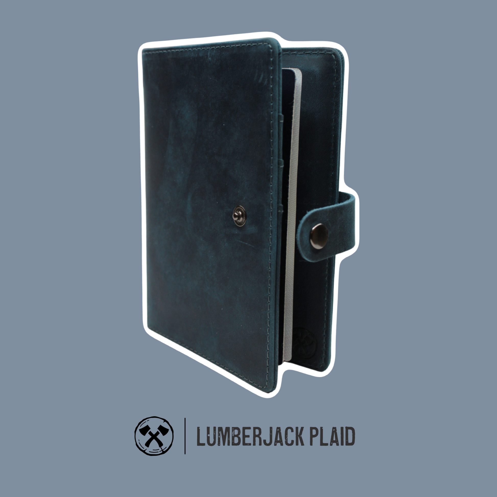 Lumberjack Plaid Genuine Leather AirTag Passport Holder Blue