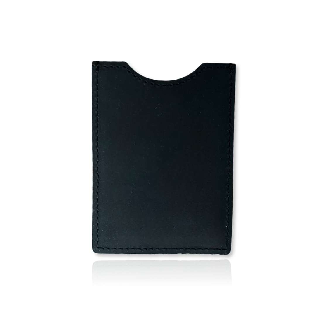 Minimalist Real Leather Wallet with ID Card Holder, Black