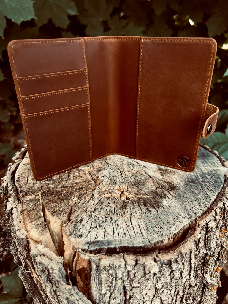 Genuine Leather AirTag Passport Holder (Coffee)