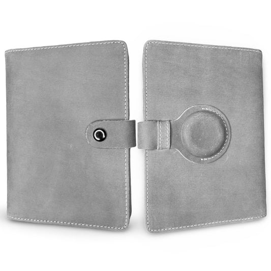 Genuine Leather AirTag Passport Holder (Grey)