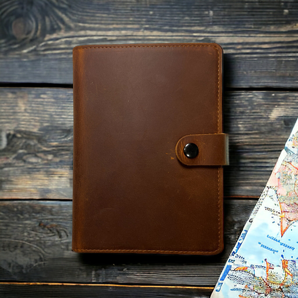 Genuine Leather AirTag Passport Holder (Coffee)