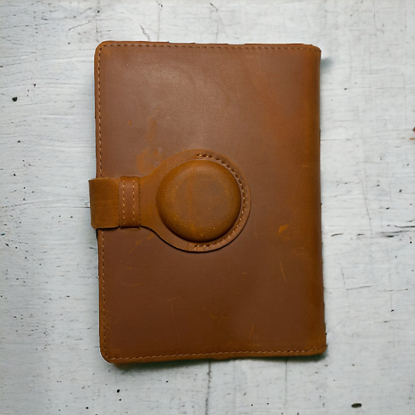 Genuine Leather AirTag Passport Holder (Brown)